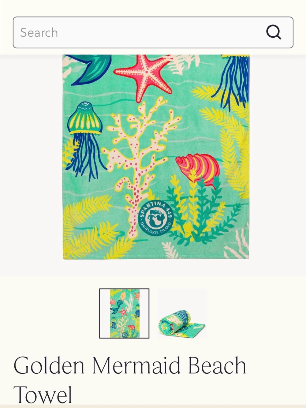 Spartina 449 Teal Mermaid Beach Towel with Pink, Yellow & Navy Accents